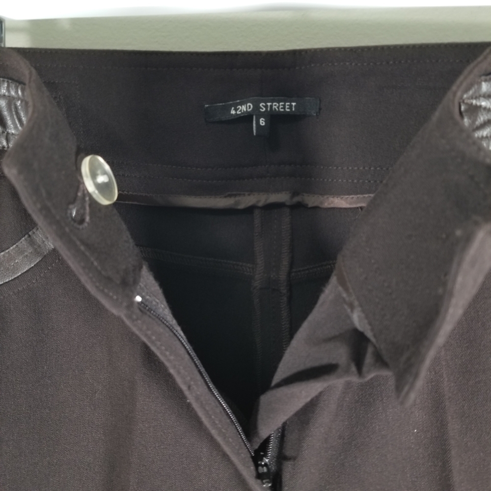 Vintage 42nd Street Brown Casual Pants With Faux Leather Accents - Picture 6 of 8